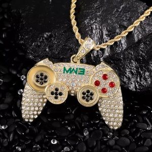 New gaming controller cuban rope chain necklace